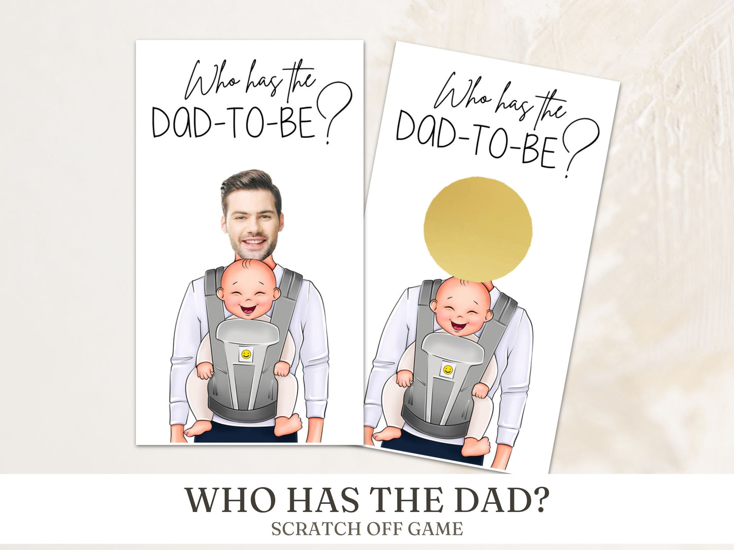 Baby shower games Who Has the Dad scratch off printed cards