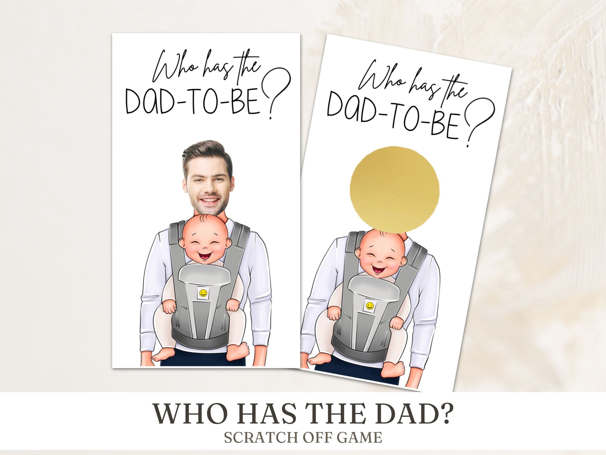 Baby shower games Who Has the Dad scratch off printed cards