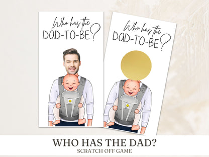 Baby shower games Who Has the Dad scratch off printed cards