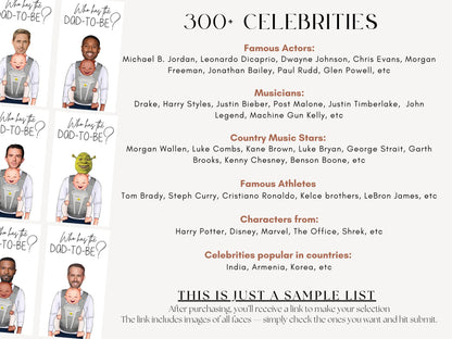 Who Has the Dad scratch-off game for baby shower activity daddy game, celebrity list