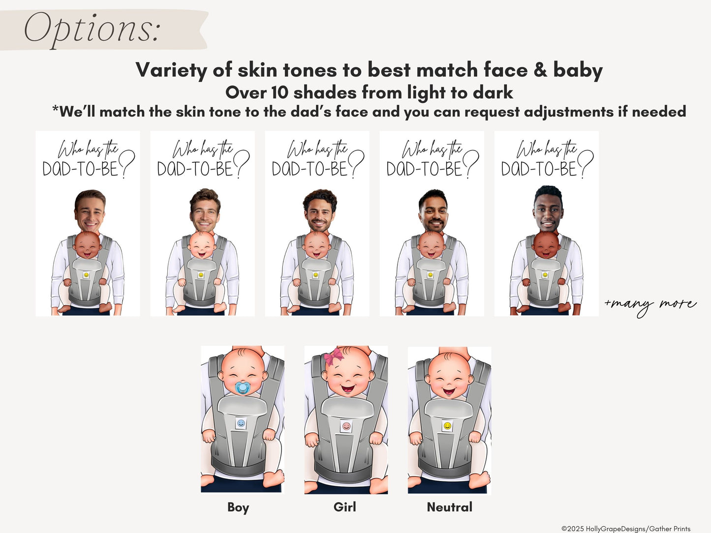 Baby shower games Who Has the Dad scratch off printed cards, options