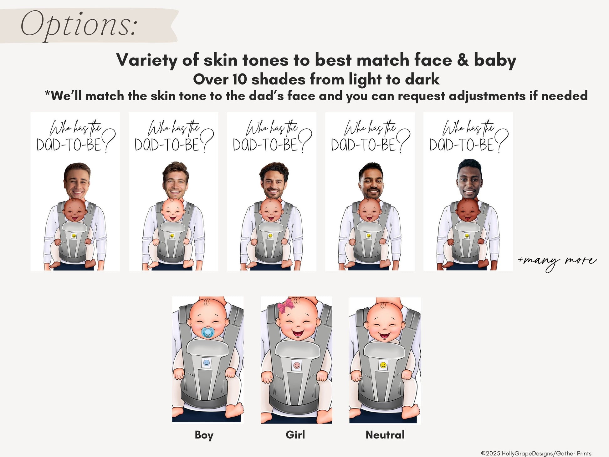 Baby shower games Who Has the Dad scratch off printed cards, options