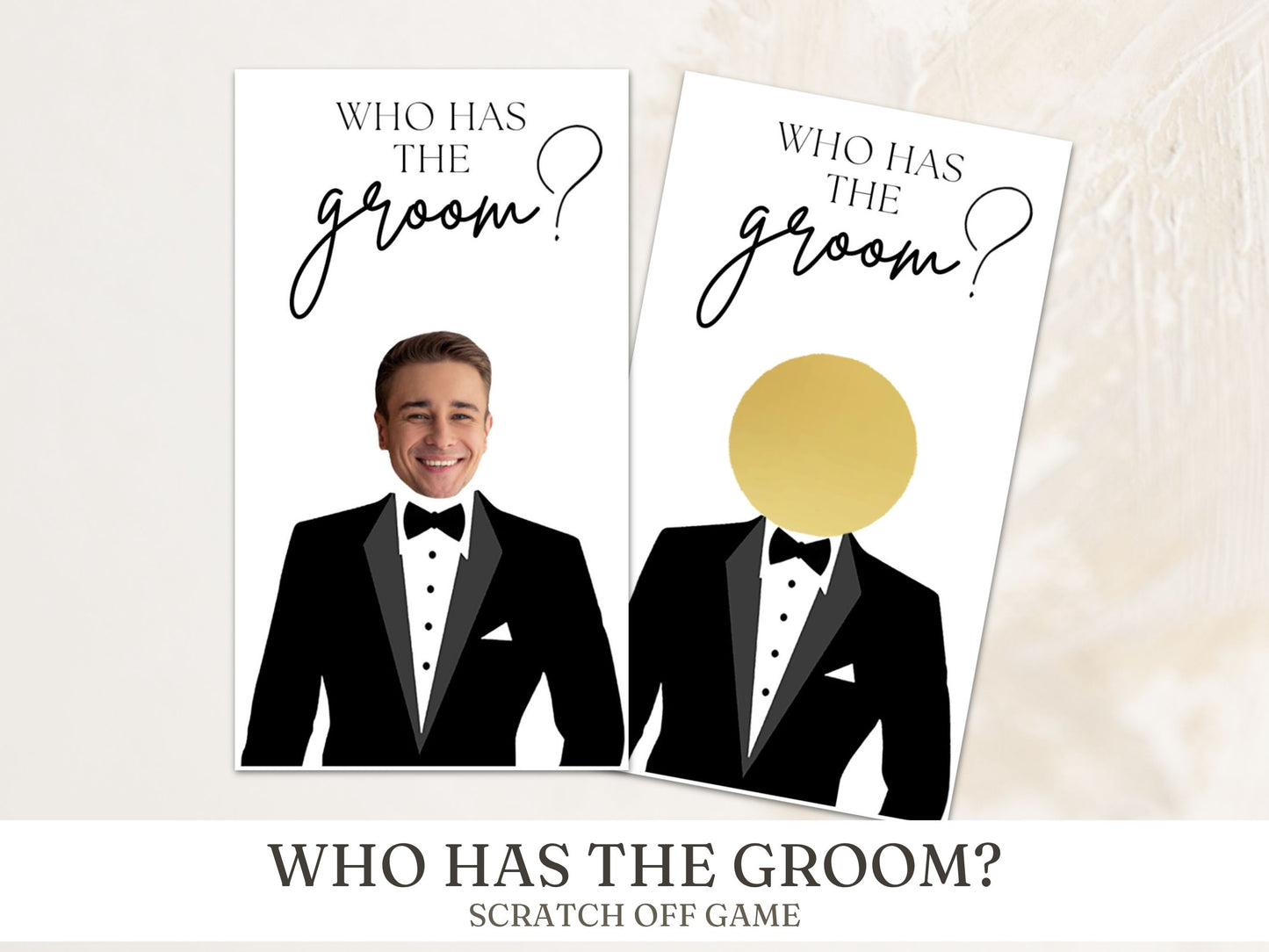 Who Has the Groom scratch off bridal shower game cards – fun printed wedding party game