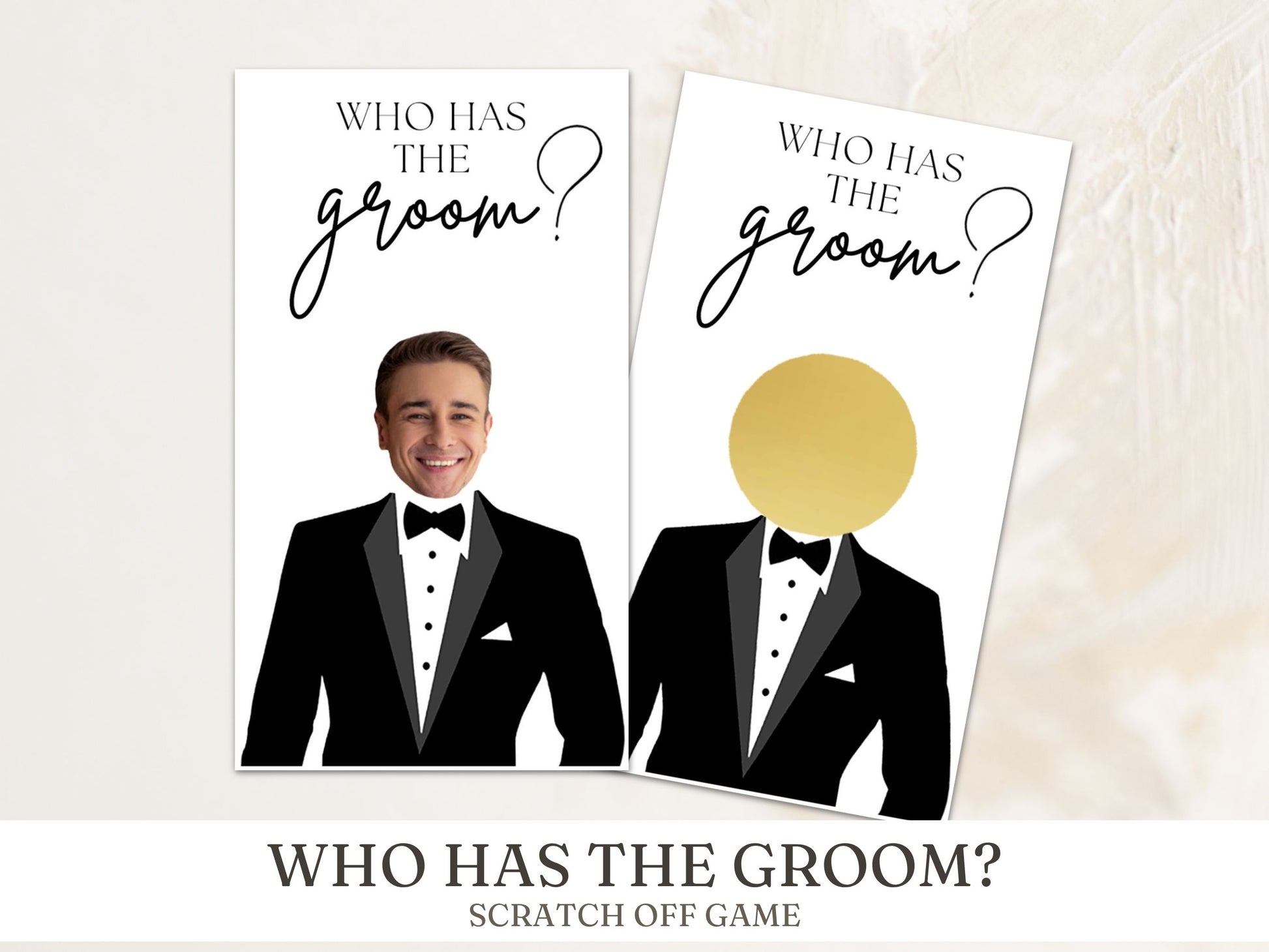 Who Has the Groom scratch off bridal shower game cards – fun printed wedding party game