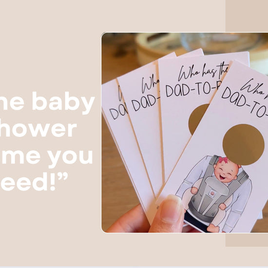 Baby shower games Who Has the Dad scratch off printed cards product video