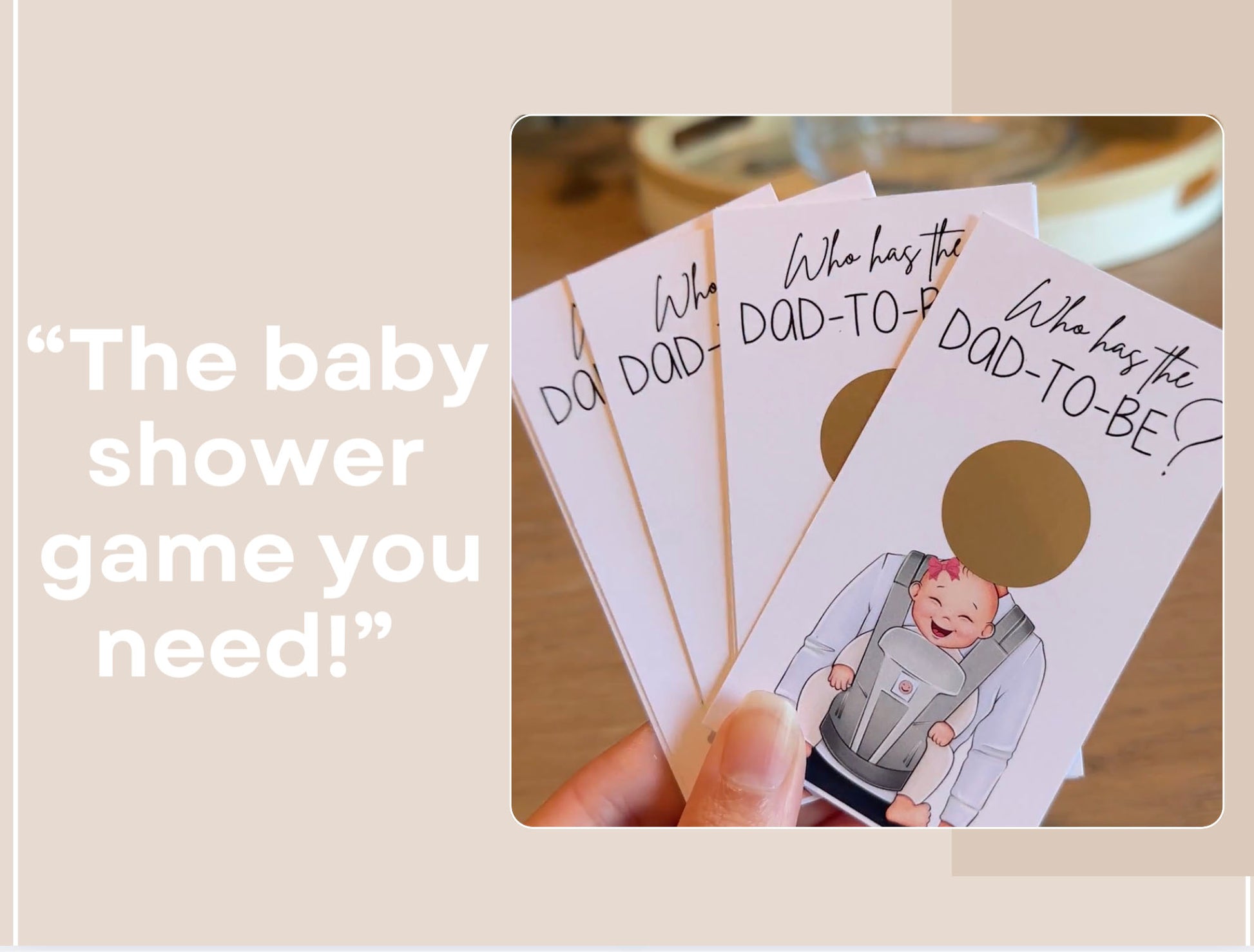 Baby shower games Who Has the Dad scratch off printed cards product video